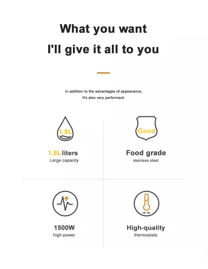 #JFBONIN Stainless Steel Electric Kettle 1.8L