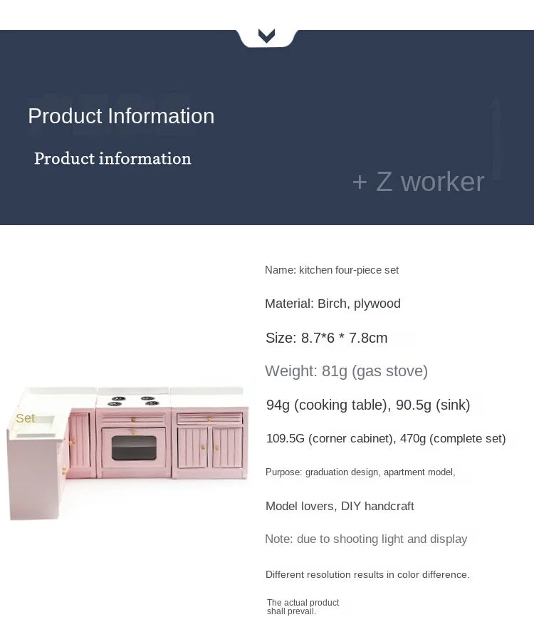 #1:12 Dollhouse Mini Kitchen Set